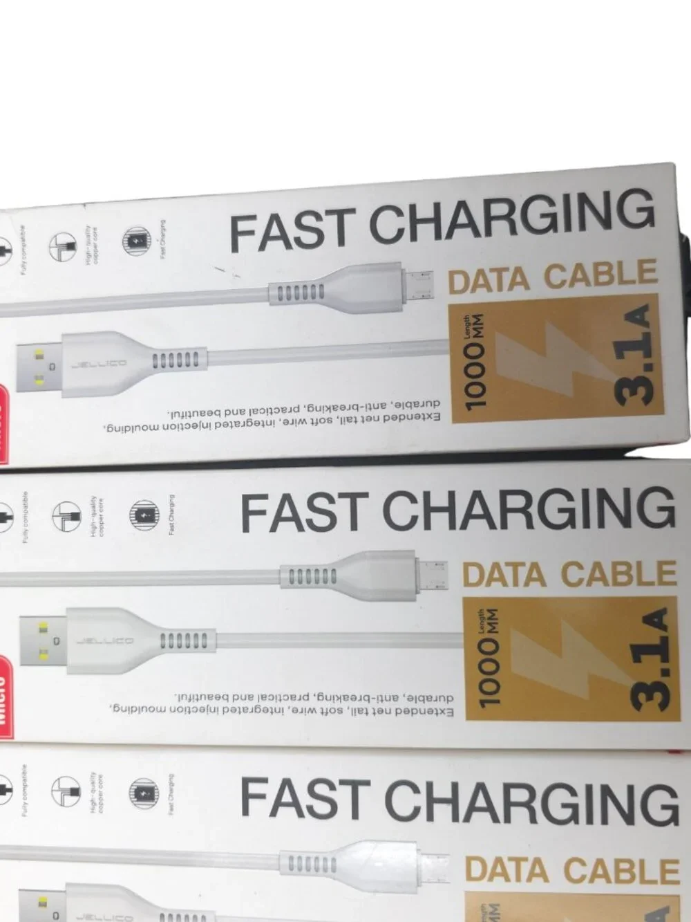JELLICO KDS 30 5 Pack USB A Micro USB Fast Charging Data Cable 3FT White Lot